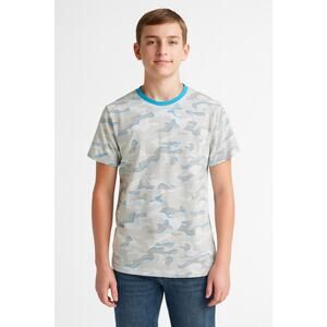 Univibe Kids Camo T-Shirt Size Large NWOT Blue/Gray/White